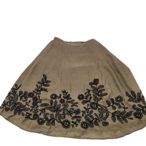 Chicos Skirt New Womens Size XL 3 Embroidered Boho Brown Full A Line Circle
